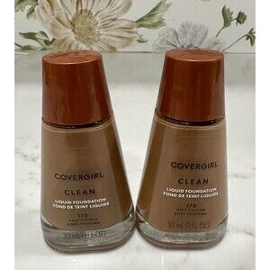 TWO‎ COVERGIRL Clean Liquid Foundation, Shade 170 Deep Golden, 1 fl oz, NEW!!